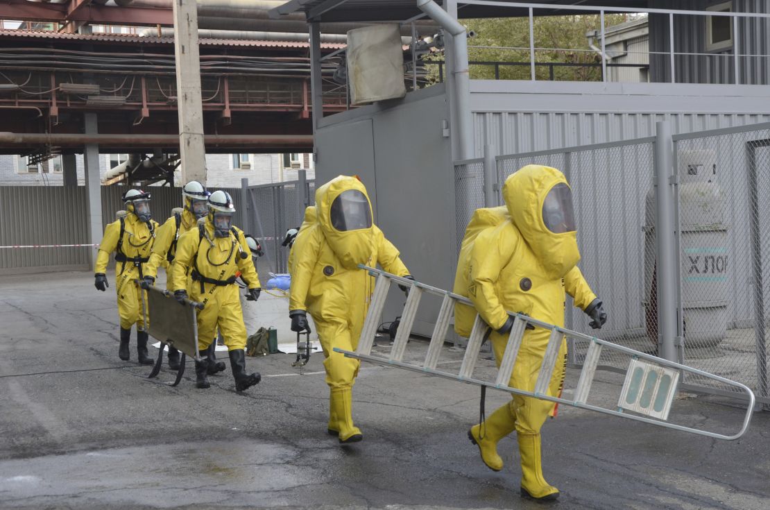 The Russian Emergency Situations Ministry issued this picture from a nationwide civil defense drill